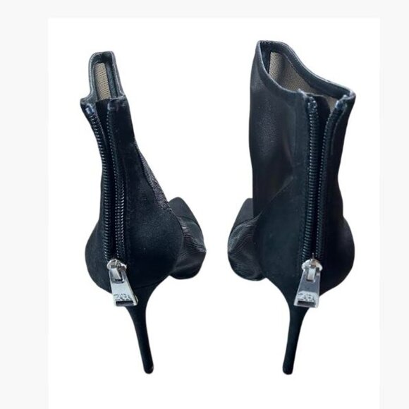 Zara Black Mesh Stiletto Heel Pointed Toe Ankle Boots Size 40 Euro/9.5 US EUC - Picture 5 of 14